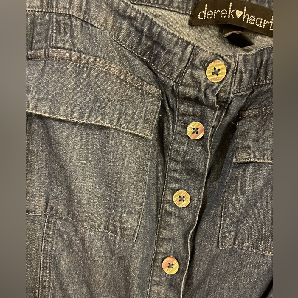 Derek Heart Size L, chambray, denim, romper shorts